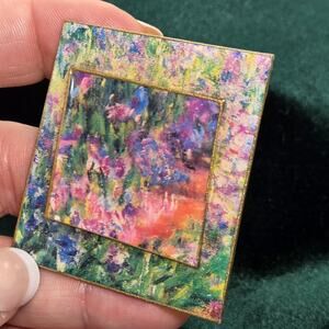 Claude Monet Themed Brooch Impressionist Artist's Garden Painting Handmade Pin